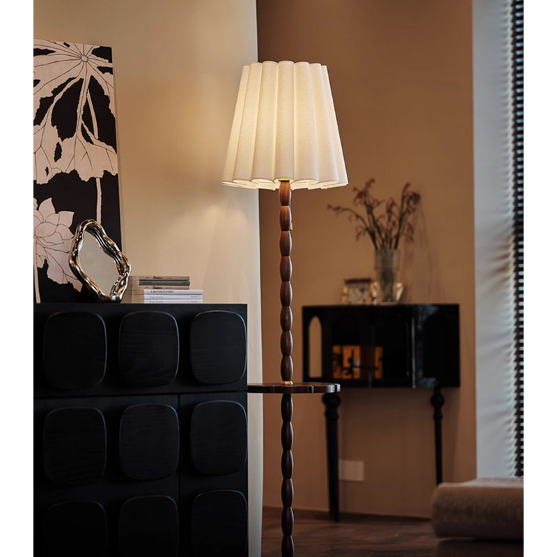 Lampe sur pied avec colonne et table d'appoint Traditional