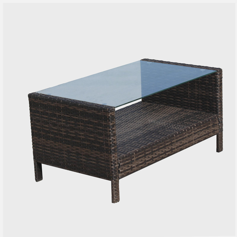 Outdoor patio Furniture  Coffee Table with clear tempered glass