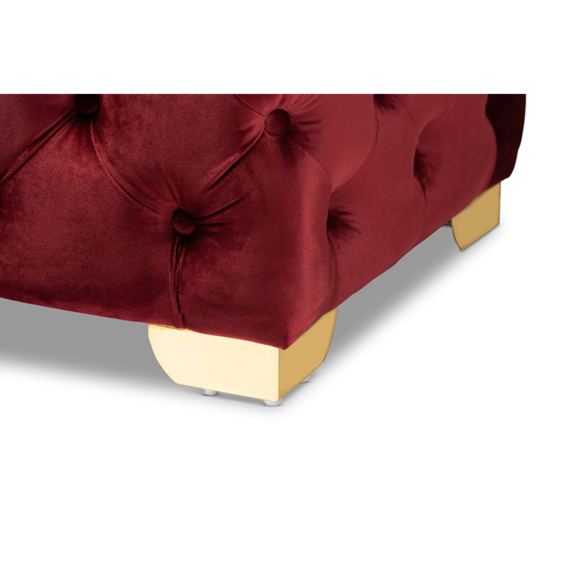 Crotts Velvet Upholstered Bench, Burgundy