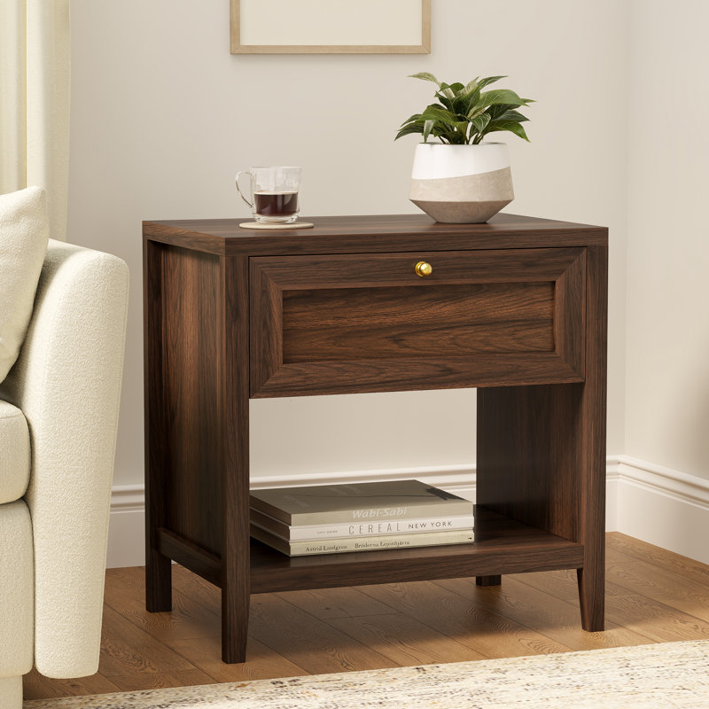 Farmhouse 1-Drawer Nightstand – Solid Wood Bedside Table, Rustic End Table With Storage For Bedroom, Individual, Brown