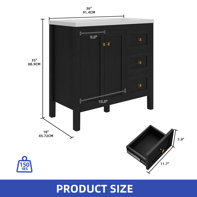  Meuble-lavabo 36 po, Noir