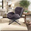 Chaise décorative pivotante à 360 °, fauteuil en velours moderne, base en cuir et métal noir-886249163