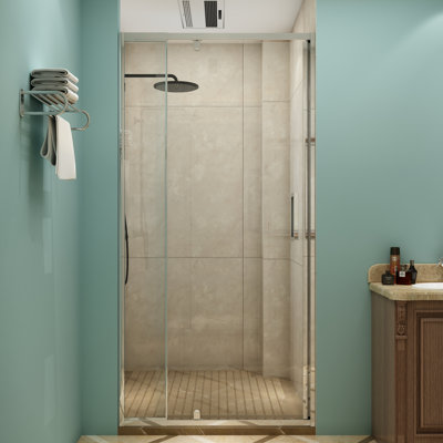 32 in. W x 72 in. H Pivot Swing Semi-Frameless Shower Door with 1/4" Tempered Glass