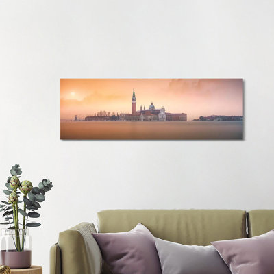Venice Pink Sunrise by Joanaduenas - Wrapped Canvas Panoramic Print