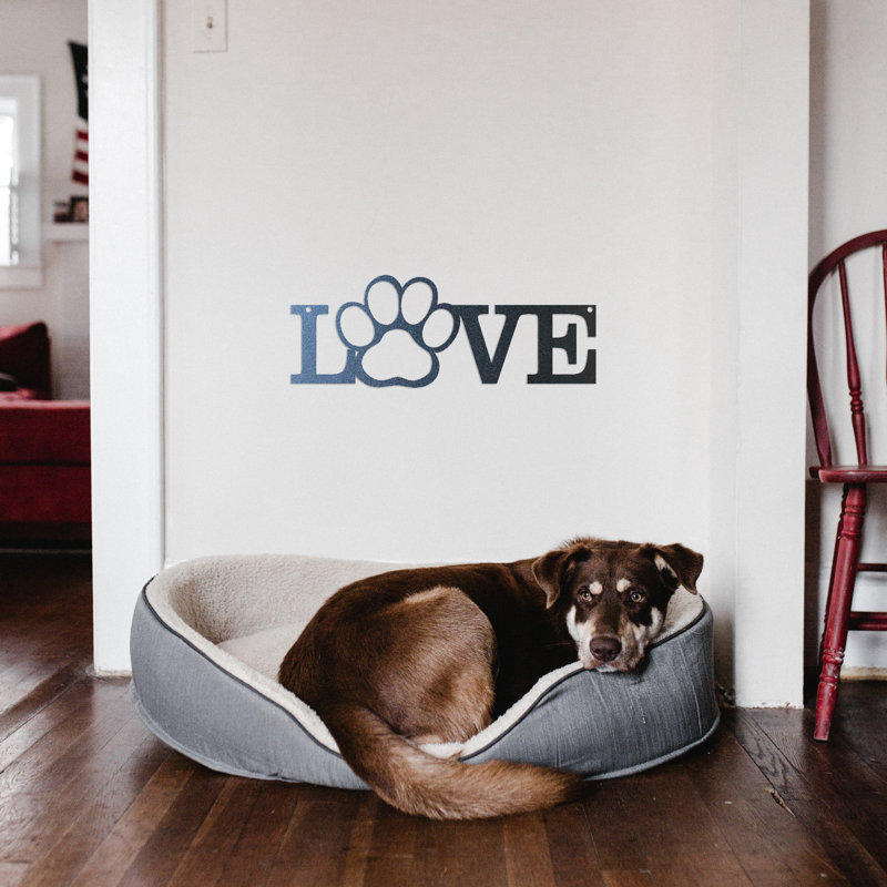Décoration murale «Love Paw», H 4,25 po x l 12 po x P 0,01 po, Rose