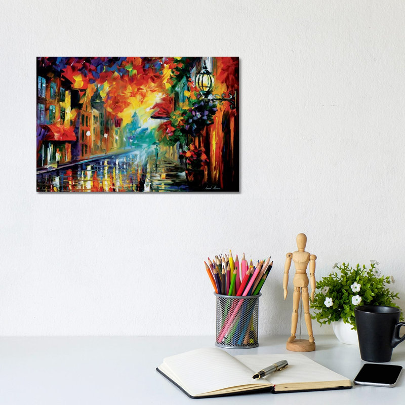 Misty City Mood by Leonid Afremov - Painting on Canvas, 20.32 cm H x 30.48 cm W, Wrapped Canvas