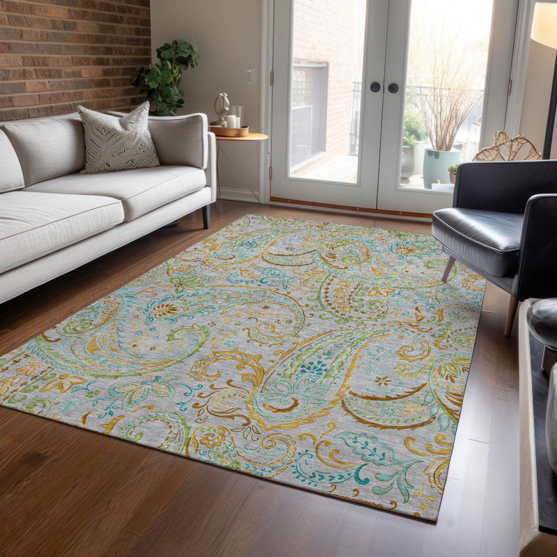 Kinslee Washable Paisley Indoor / Outdoor Rug, Rectangle 9' x 12'