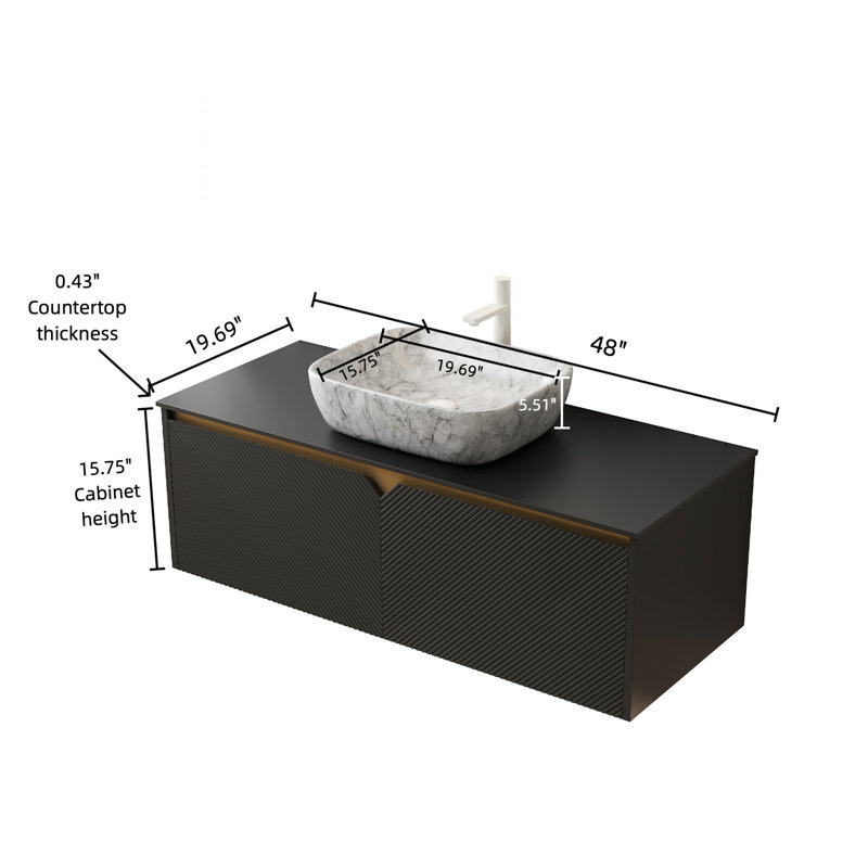 Meuble-lavabo et lavabo Ruben, Noir, 48"