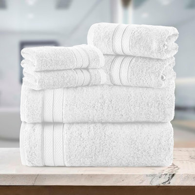 Elegant Comfort Luxury 6-Piece Towel Set, Premium Soft 100% Turkish Cotton, Three Line Popcorn Design 2 Bath Towels, 2 Hand Towels And 2 Washcloths Towel Set - Quick-Drying And Absorbent