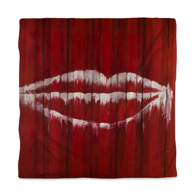 White Figurative Industrial Duvet Cover | Graffiti Mouth Design