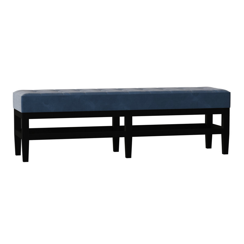 Banc rembourré Galindo-White, Acajou, Velours lapis