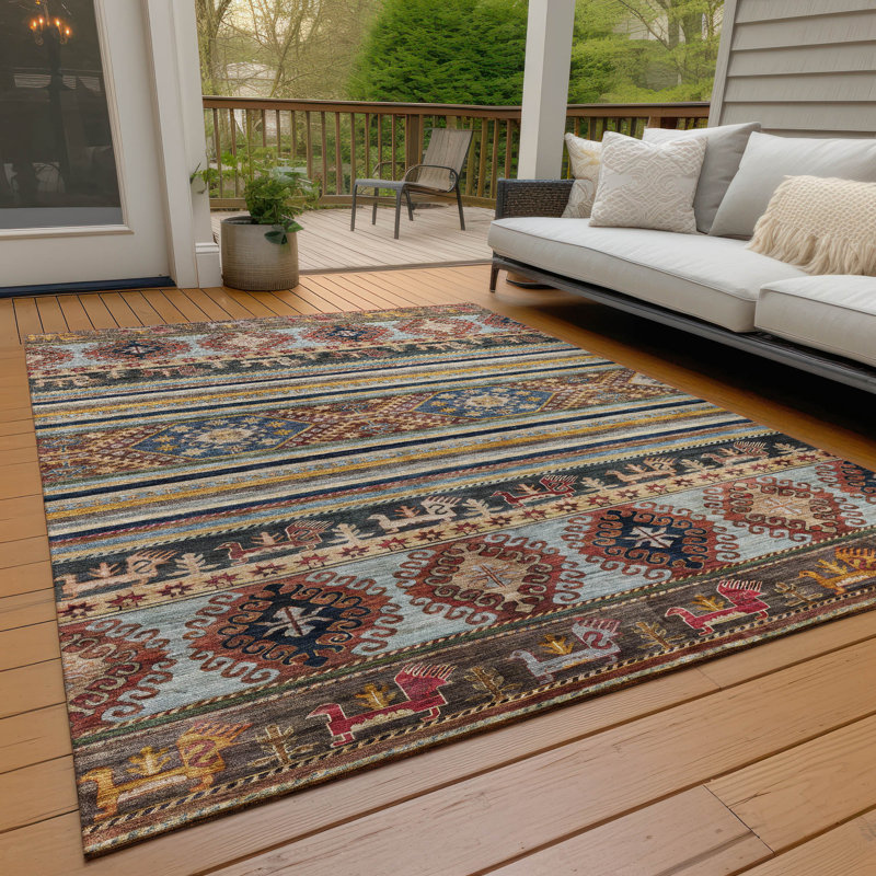 Tapis paprika intérieur / extérieur lavable à la machine Claudian ACN1626, Rectangle 5 pi x 7 pi 6 po