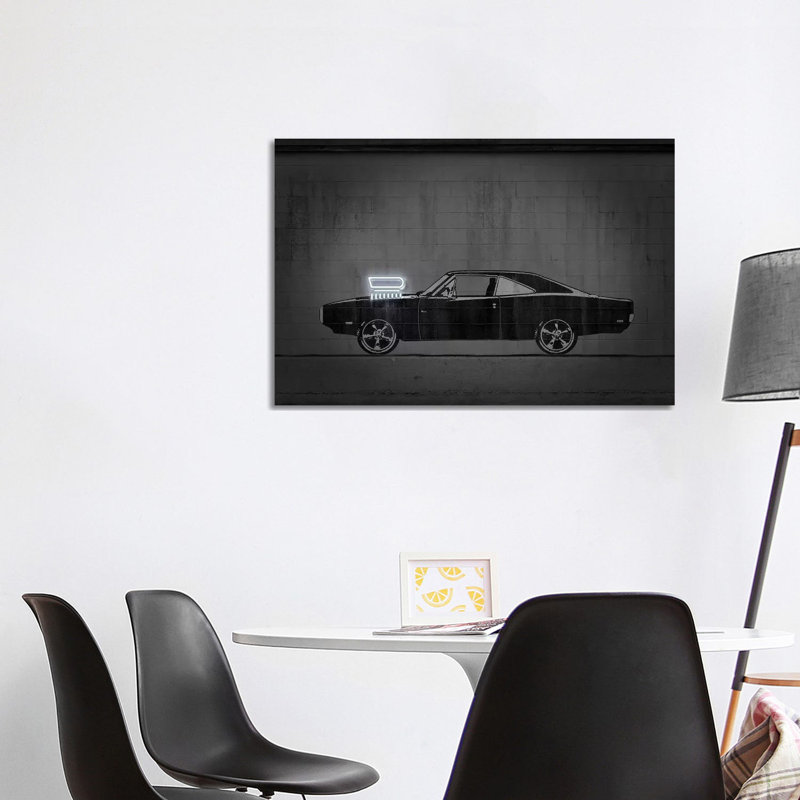 Impression d’art graphique « charger » par octave Mielu, Toile tendue, Pas de tapis, H 26 po x l 40 po x 1,5 po