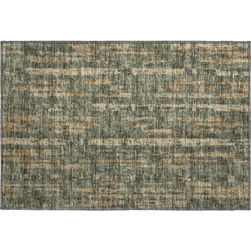 Premium Machine Washable Tiream Green Rug, Rectangle 1'8" x 2'6"