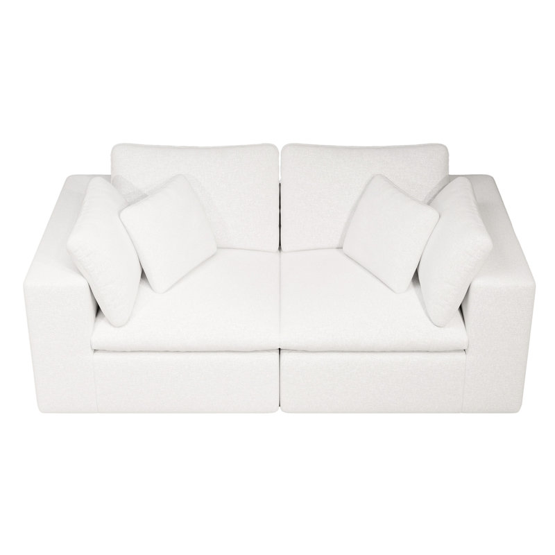 Siège modulaire 78,8 x 39,4 po, canapé rembourré en velours côtelé blanc, 2 pièces, sans assemblage pour appartement, canapé-lit
