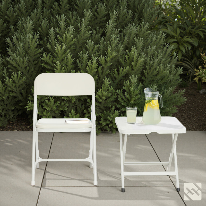 Lucille Plastic Stackable Folding Chair , Blanc