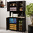 71" Kitchen Pantry Storage Cabinet With Microwave Oven Countertop, Freestanding Hutch Cabinet With Adjustable Shelves, 6 Doors And 1 Drawer-Black