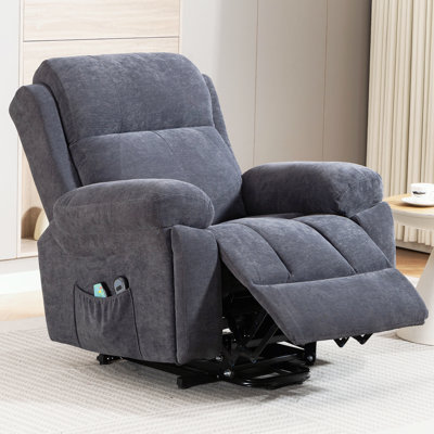 39.6" Wide Power Lift Massage Recliner Chair with Lumbar Heat & Hidden Cup Holder, Adjustable Reclining Sofa