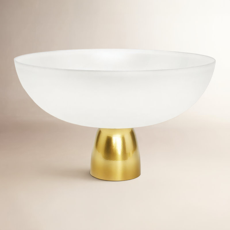 Jaz 11" W Glass Round Footed Decorative Bowl, Gold