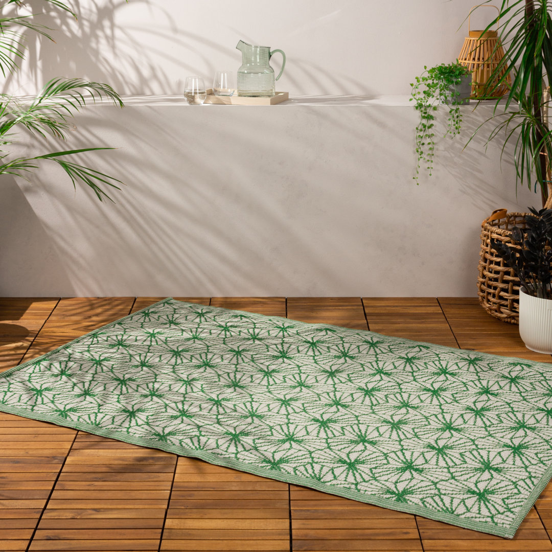 Hexa Geometric 120cm X 180cm Green Indoor / Outdoor Area Rug