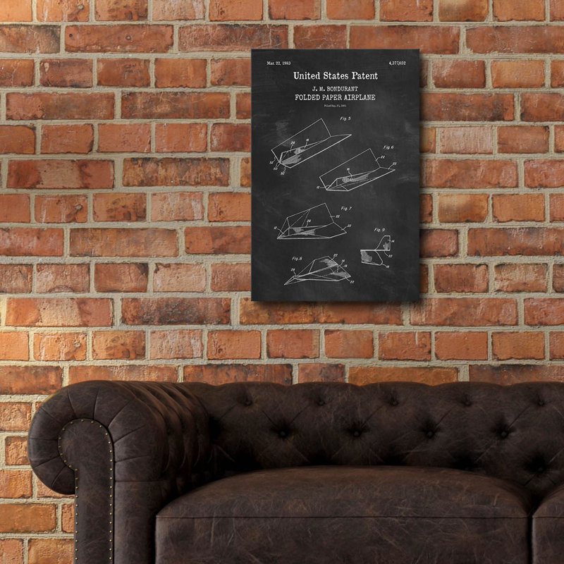 «Paper Plane Blueprint Vernis Chalkboard», art mural en verre acrylique, H 24 po x l 16 po x P 0,2 po