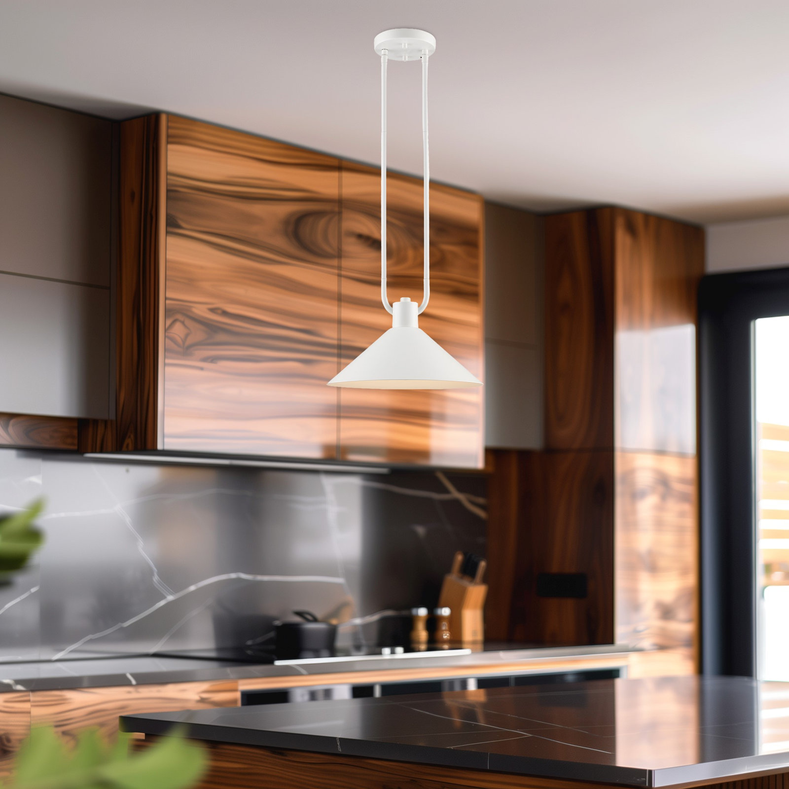 Fayra 1 - Light Industrial Pendant, White, 10.25" H x 12" W x 12" D