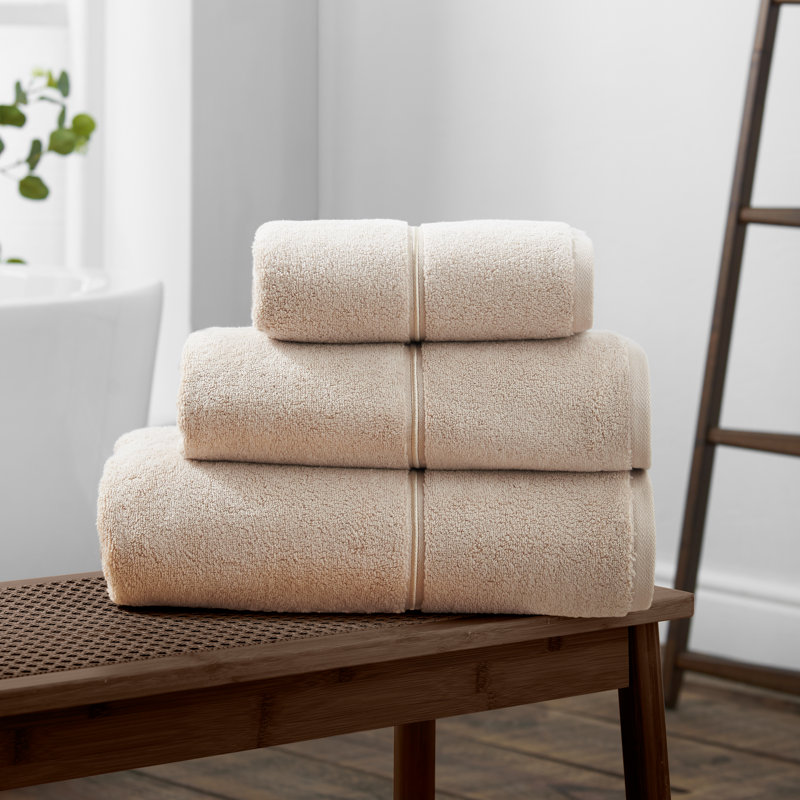 Zero Twist Satin Stitch 100% Cotton Bath Towel, Natural
