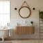 Meuble-lavabo flottant mural 36 po avec lavabo rond en verre transparent et tiroir-926235720