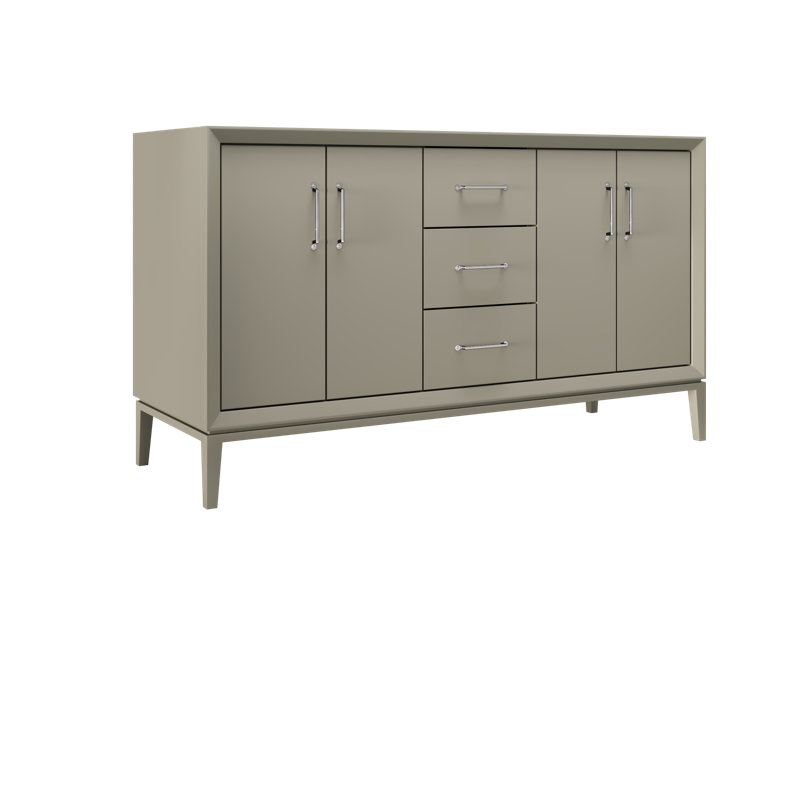 Alexandra Double Bath Vanity, French Olive, 60", Polished Chrome