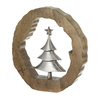 Anneau en bois de manguier avec arbre en aluminium - 13 po x 2 po x 13 po