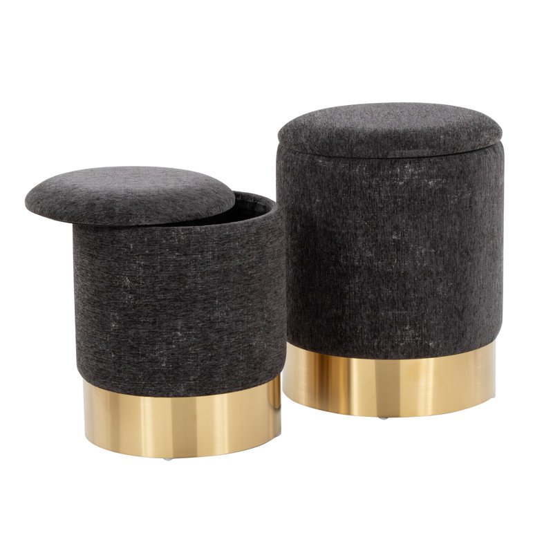 Marla Contemporary Nesting Ottoman Set, Black