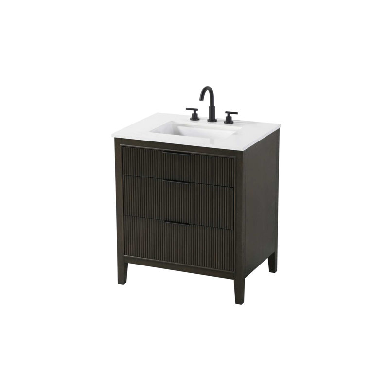 Meuble-lavabo simple 30 po en chêne chocolat, 30", Chêne chocolat