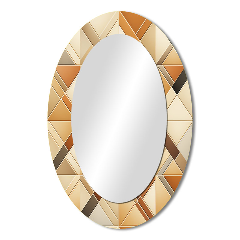 Miroir mural beige et brun à motif géométrique de treillis rustique beige, H 36 po x l 24 po