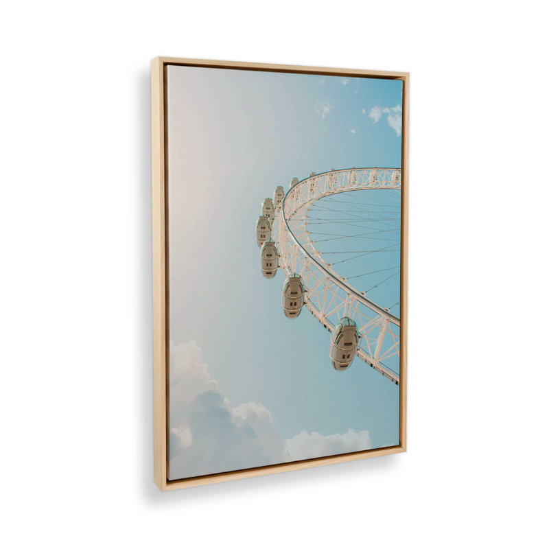 Sky Ride Over Cotton Clouds On Canvas, 8.75" H x 12.75" W, American Maple Floater Framed