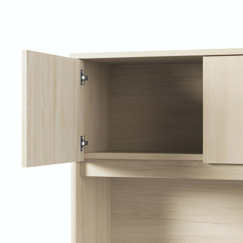 Studio C L-Shaped Desk with Hutch - Reversible, Natural Elm