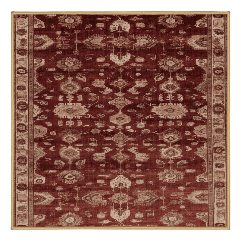 Machine Washable Overdyed Brown Area Rug, Square 5'