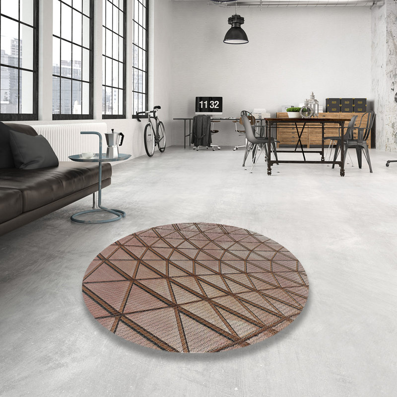 Tapis brun Power Loom, Rond 8 pi