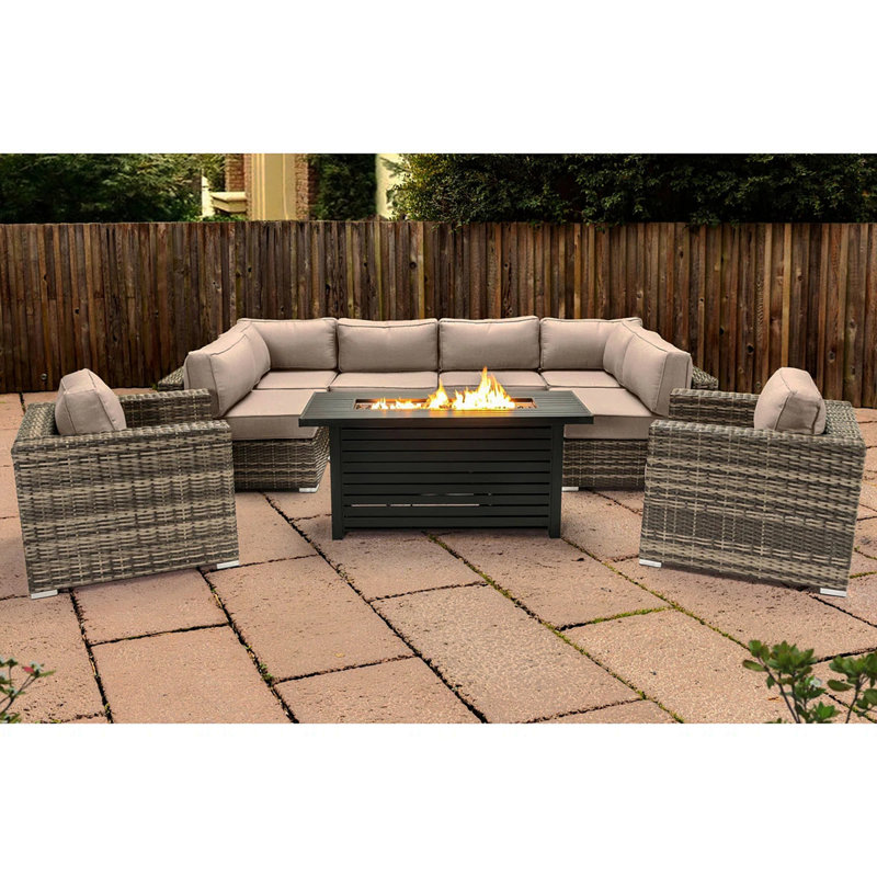 Ensemble modulaire d'extérieur 9 pièces avec table de foyer et coussins LSI