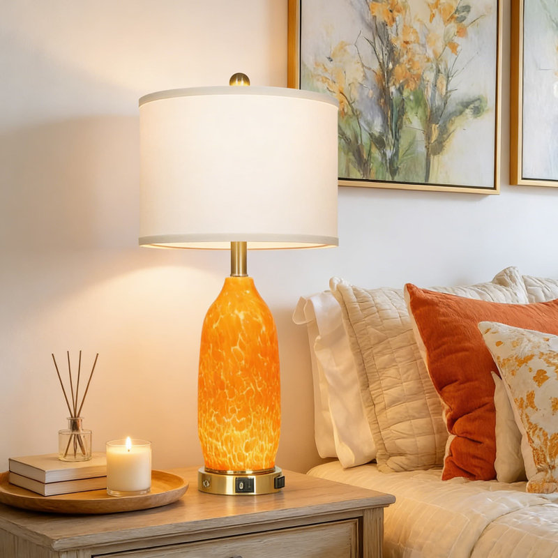 Ensemble de 2 lampes de table modernes avec ports USB A + C et prise de courant CA, veilleuse à commande tactile à intensité variable à 3 voies, lampes de chevet pour le bureau de la chambre à coucher (ampoules incluses)