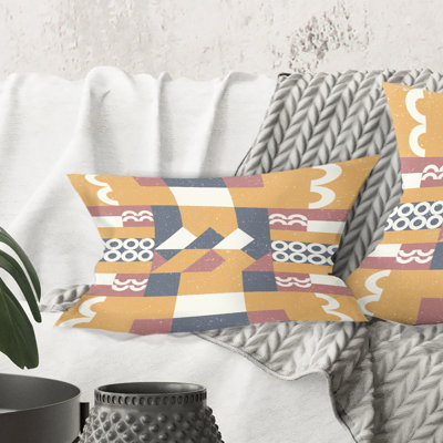 Retro Geometric Design VI - Mid-Century Modern Printed Throw Pillow