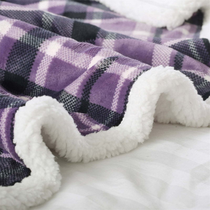 Cable Knit Throw Blanket, Purple