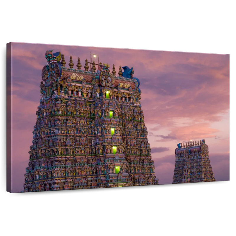 Temple Adella Meenakshi, crépuscule, H 24 po x l 36 po
