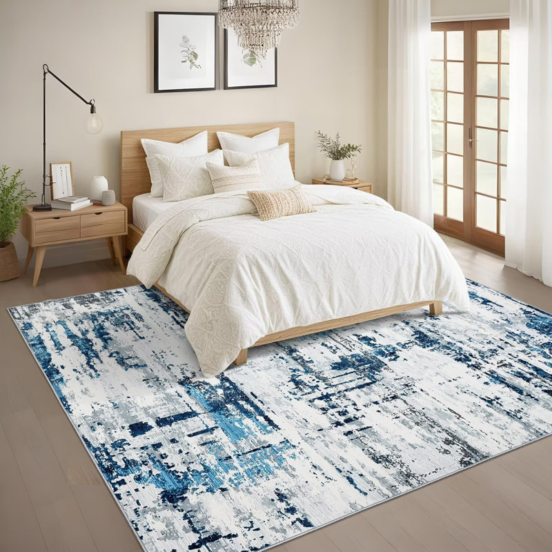 Washable Large Abstract Area Rug for Living Room Soft Indoor Carpet, Rectangle 10' x 13'