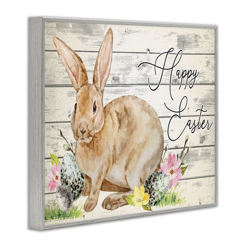 Impression florale printanière, joyeuses Pâques, giclée encadrée par ND Art, H 16 po x l 20 po x P 1,5 po