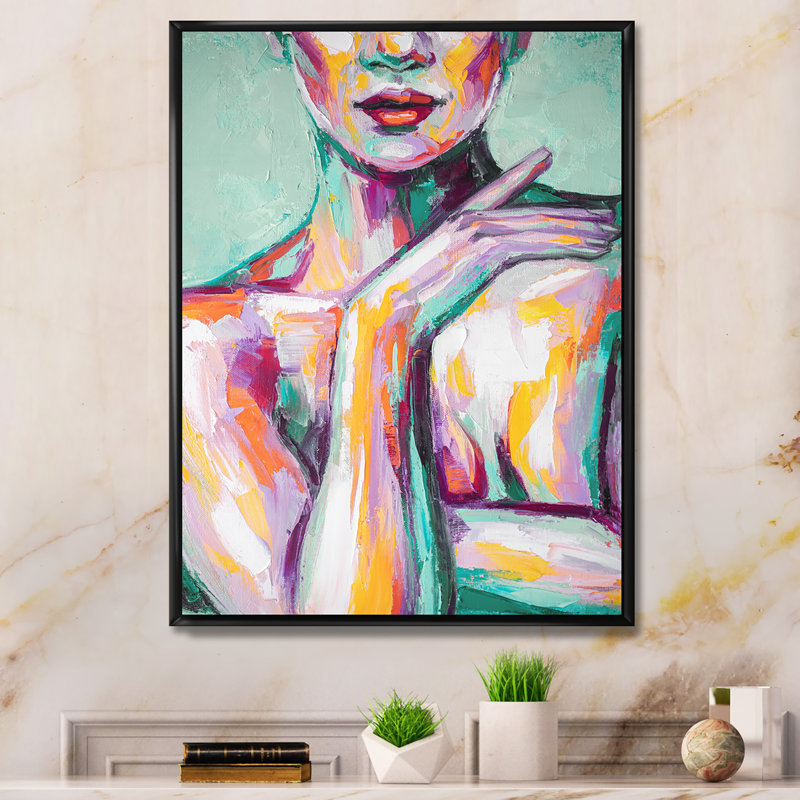 Pastel istic Seduction Woman III - Peinture, H 12 po x l 8 po x P 1 po, Cadre flottant noir
