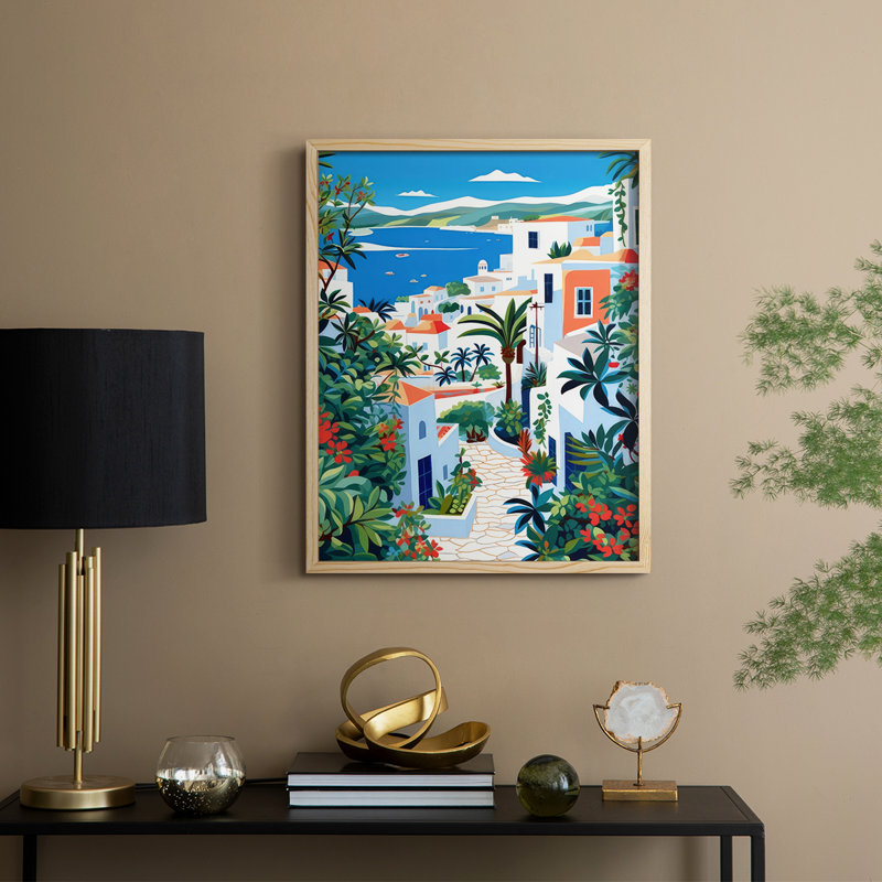 «Garden By the Sea», reproduction encadrée - bois massif, H 21 po x l 17 po, Naturel