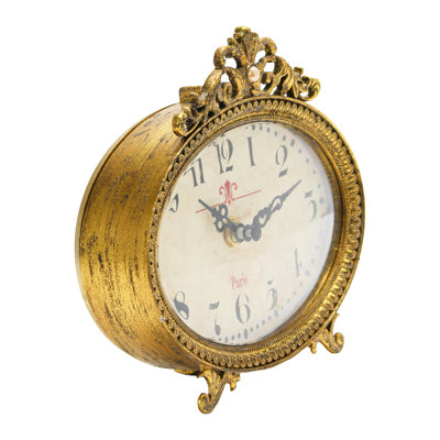 Decorative Antiqued Pewter Mantel Clock