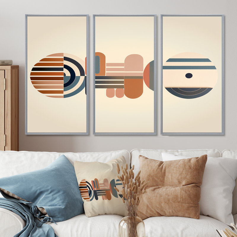 Ensemble d'art mural Minimal Geometrics, Encadrement argenté, H 40 po x l 60 po x P 1 po