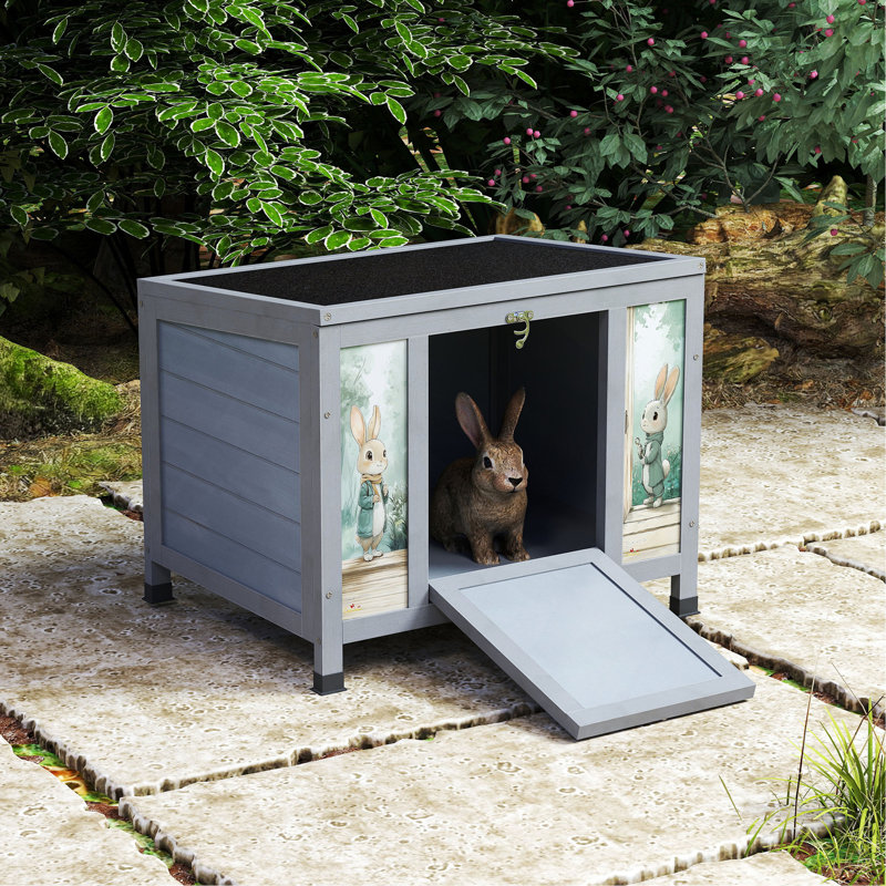 Petite cage à lapins en bois avec porte verrouillable et toit résistant aux intempéries