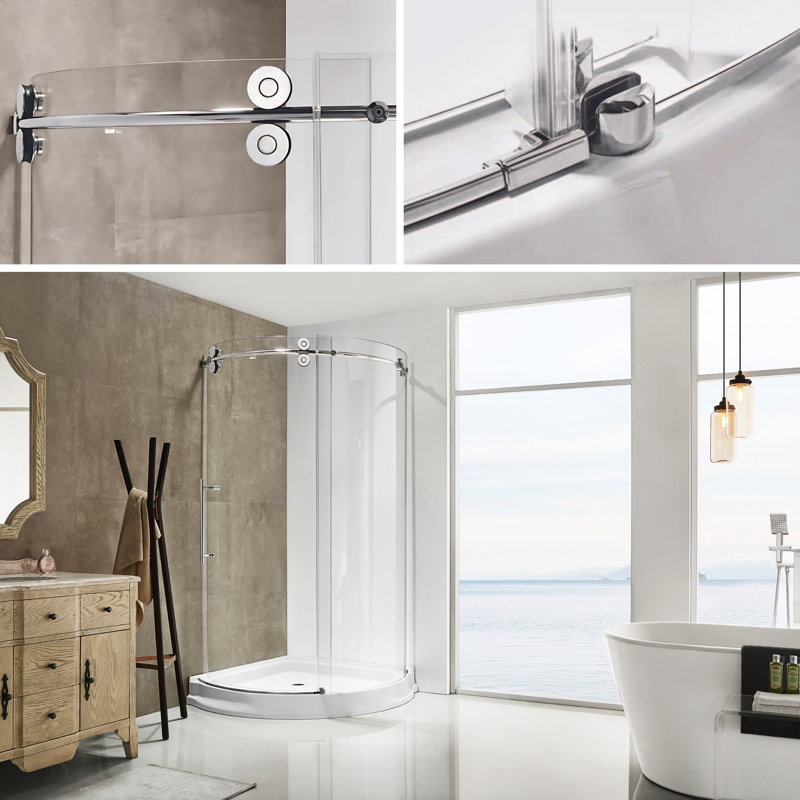 40'' W x 79'' H Frameless Sliding Clear Glass Shower Door with Chrome Finish